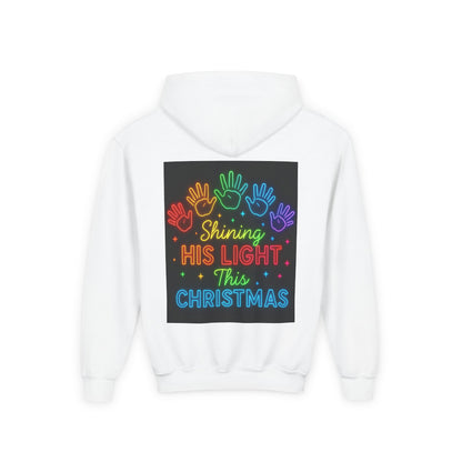 Youth Christmas Hoodie – "Tis the Season / Shining His Light This Christmas" Neon Design