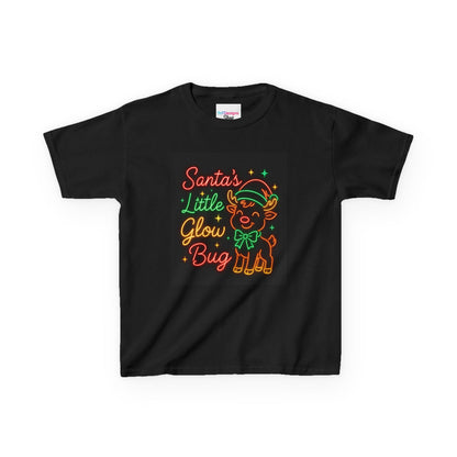 Kids T-Shirt — “Santa’s Little Glow Bug” Neon Reindeer Christmas Tee