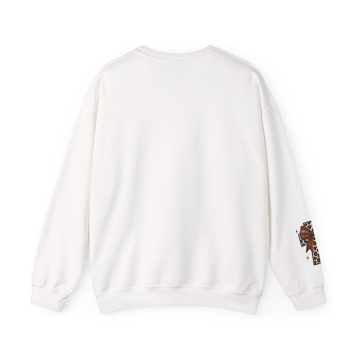 Faith Christmas Crewneck Sweatshirt — "With God All Things Are Possible" Leopard Cross Holiday Pullover