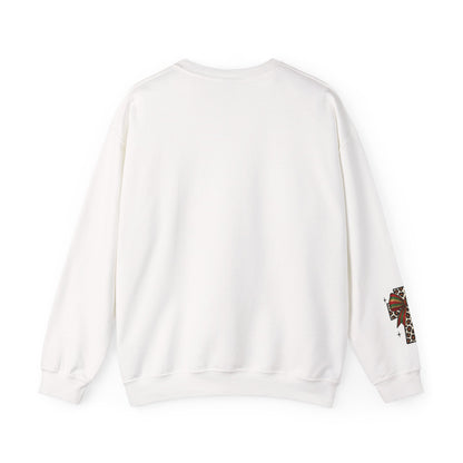 Faith Christmas Crewneck Sweatshirt — "With God All Things Are Possible" Leopard Cross Holiday Pullover