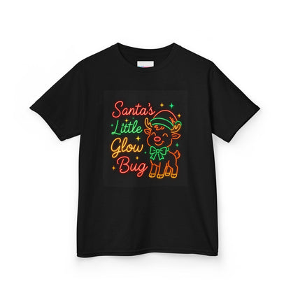 Kids T-Shirt — “Santa’s Little Glow Bug” Neon Reindeer Christmas Tee