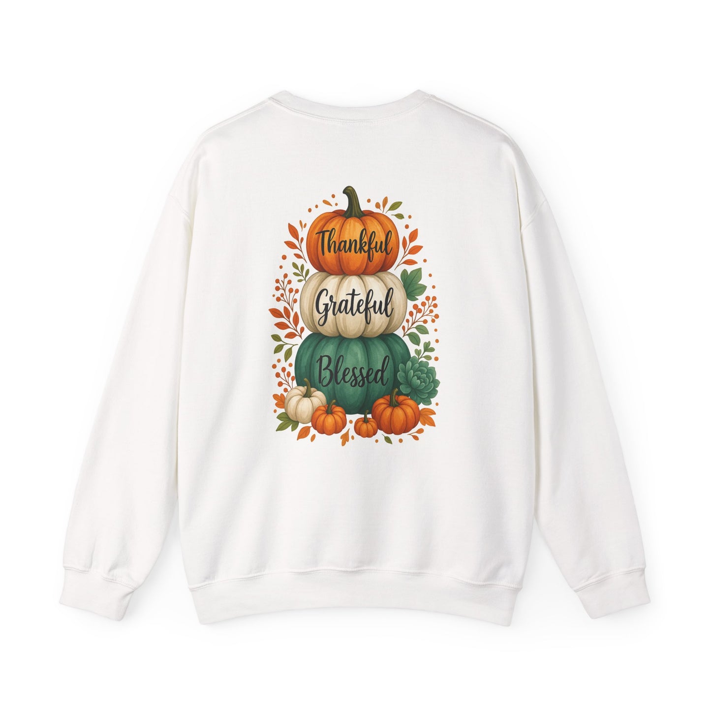 Thankful Grateful Blessed Sweatshirt — Fall Pumpkin Crewneck